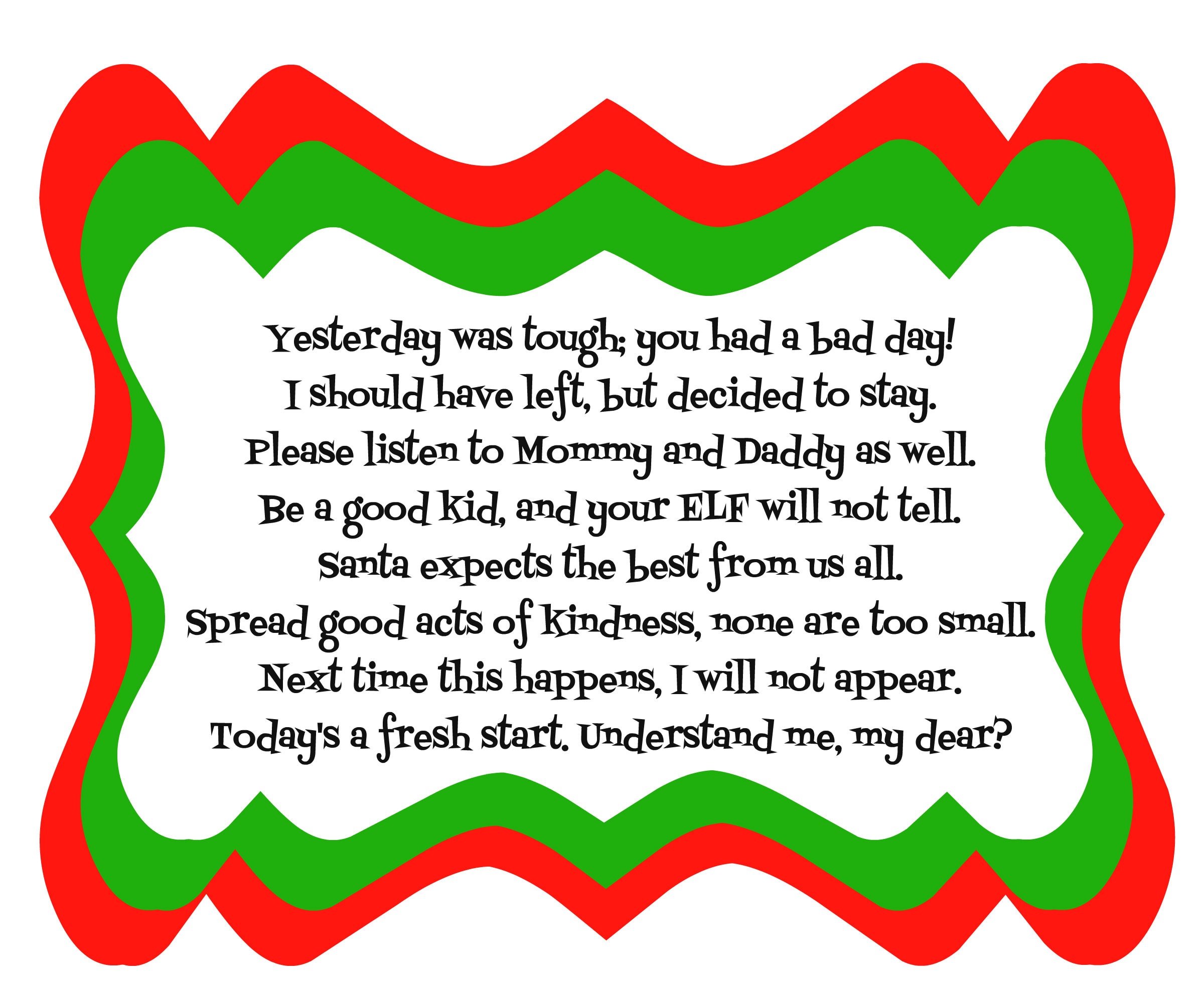 elf on the shelf bad day poem with printable - diy inspired